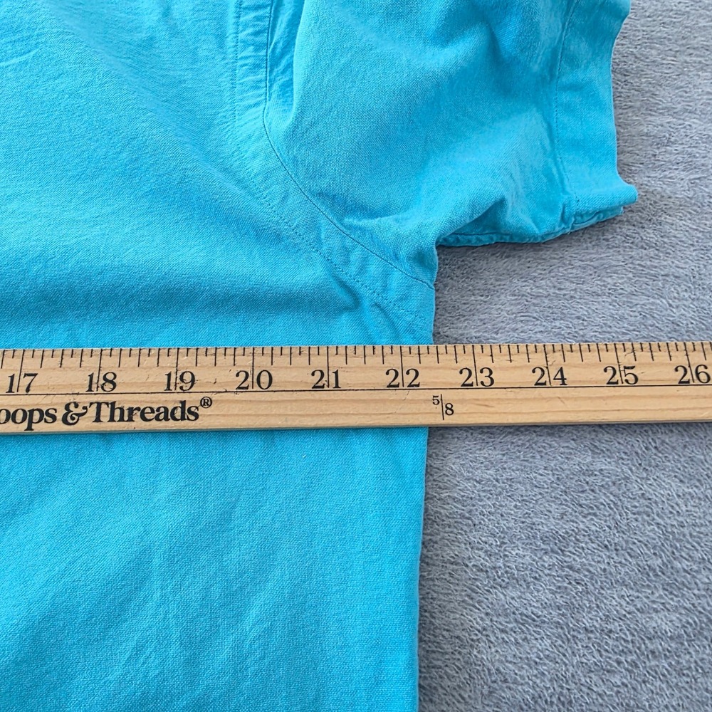 Ralph Lauren Mens Medium Short Sleeve Button Down Shirt Turquoise Blue Cotton - Picture 7 of 8